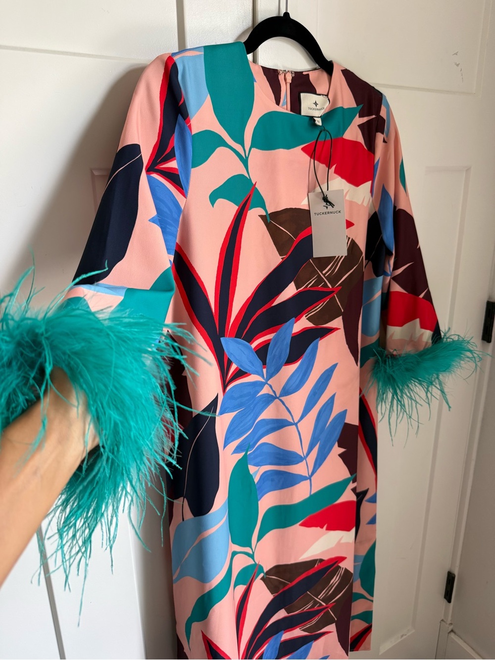 NWT Tuckernuck Vibrant Palms Feather Jamie a statement dress! Size XS, fits big. - Picture 8 of 12